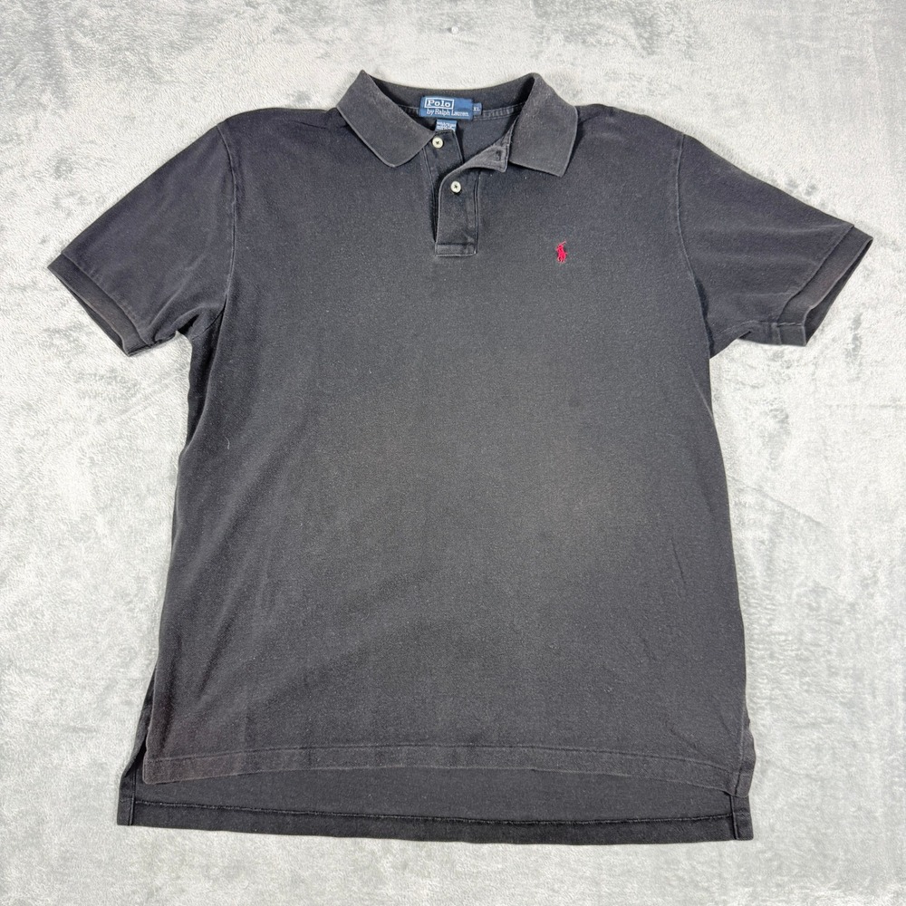 Vintage Polo Ralph Lauren Mens XL Polo Shirt Black Short Sleeve Red Pony